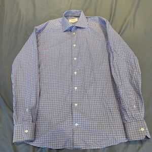 ETON BUTTON DRESS SHIRT -16.5/39- PURPLE WHITE  SLIM Fit Medium